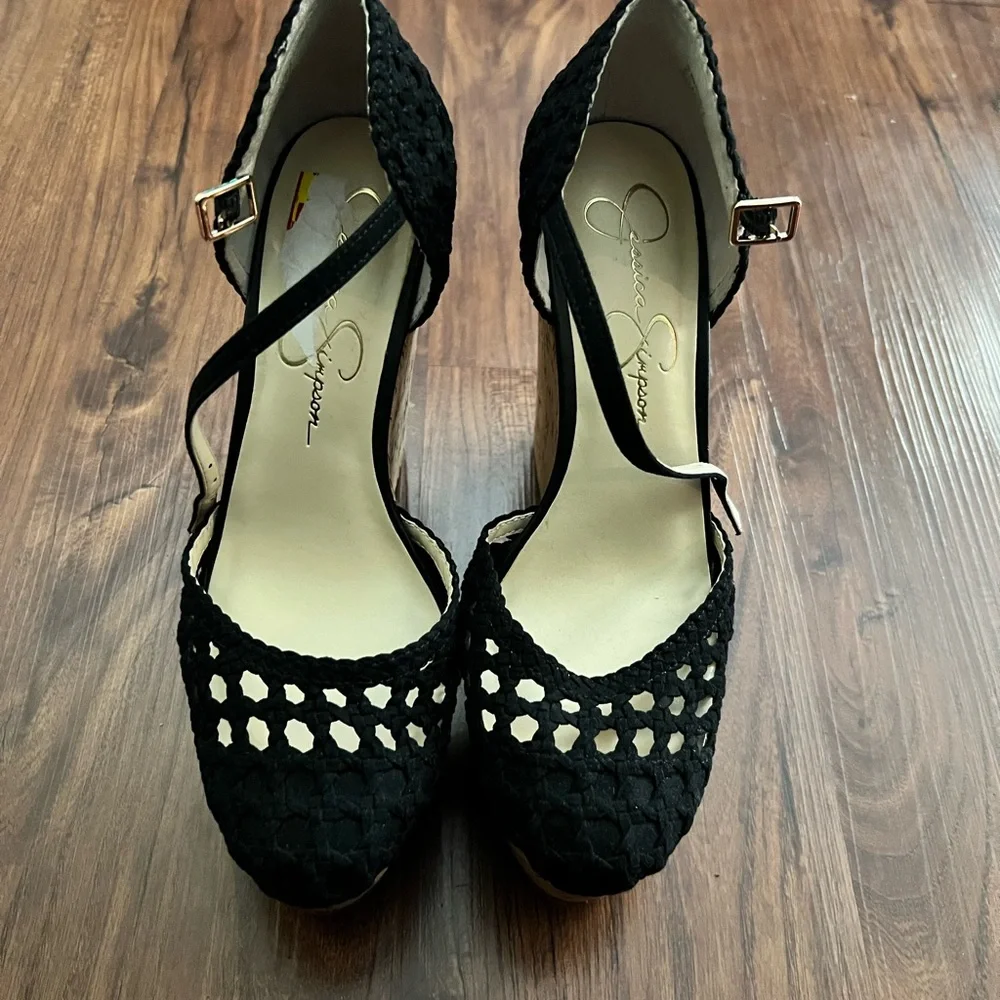 Jessica Simpson Black Espadrille Shoes with Ankle Strap